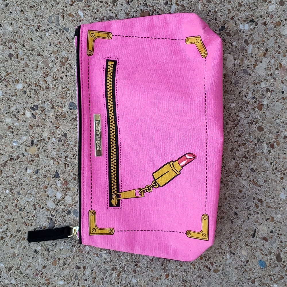 Estee Lauder Pink Lipstick Cosmetic Bag New